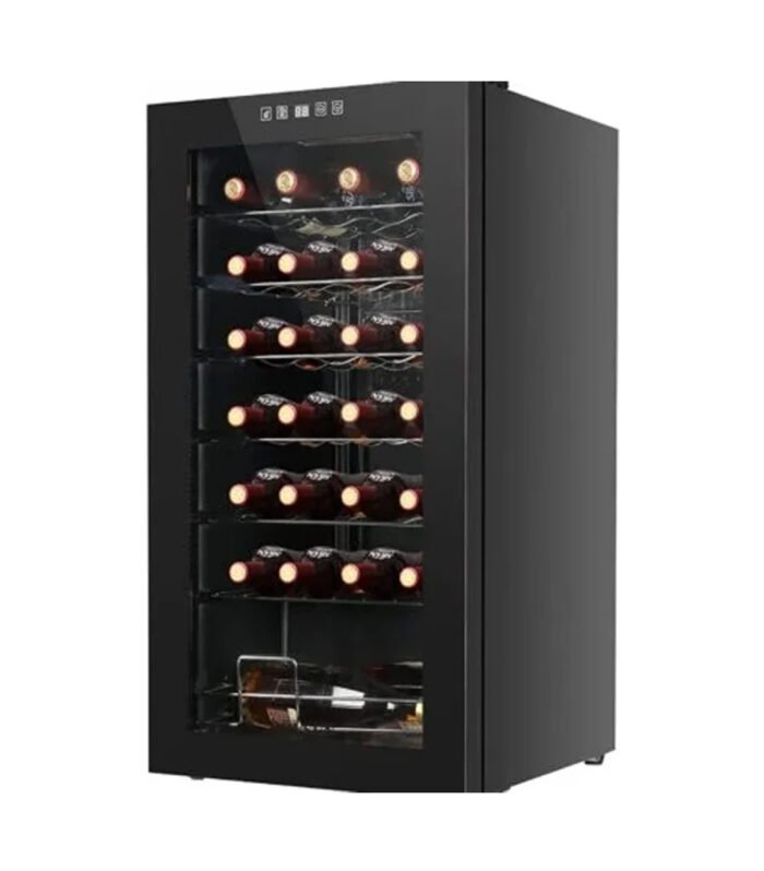 LEONARD USA 82 L Inverter Wine Chiller l Touch Control l Toughened Glass Door with UV-Protection l LED Interior Light (Based on American Technology) (Single Door, Black)