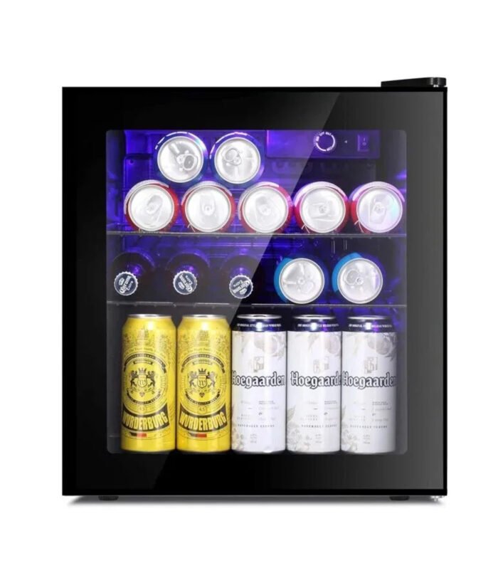 LEONARD USA 52 L Inverter Mini Fridge/Wine Chiller with Toughened Glass Door with UV-Protection l LED Interior Light l Temperature Control for Home Bars (Based on American Technology) (Black)