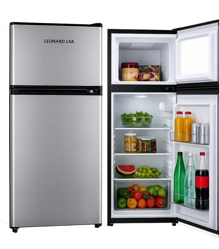 LEONARD USA Mini Fridge for Home Inverter Double Door 110 L with Separate Deep Freezer Compartment (Based on American Technology)