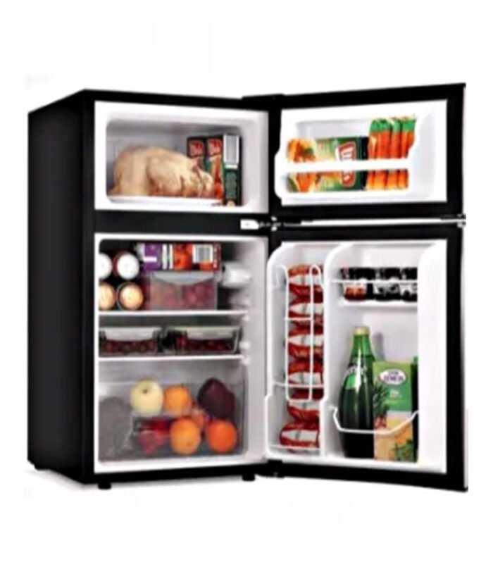 LEONARD USA 115 L Inverter Double Door Mini Fridge for Home Small Fridge with Separate Deep Freezer Compartment & Interior Light for Bar (Based on American Technology) (Black & Silver)